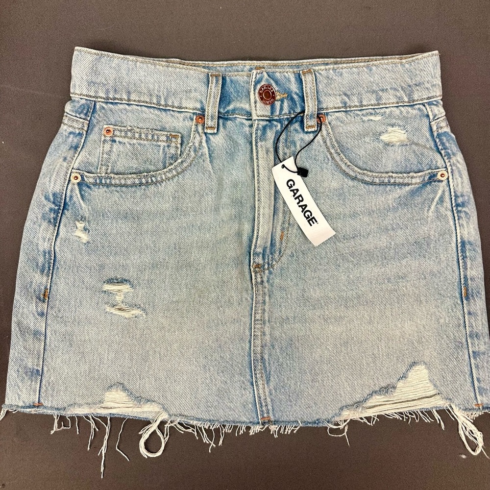Garage Light Wash Denim Mini Skirt XS NWT